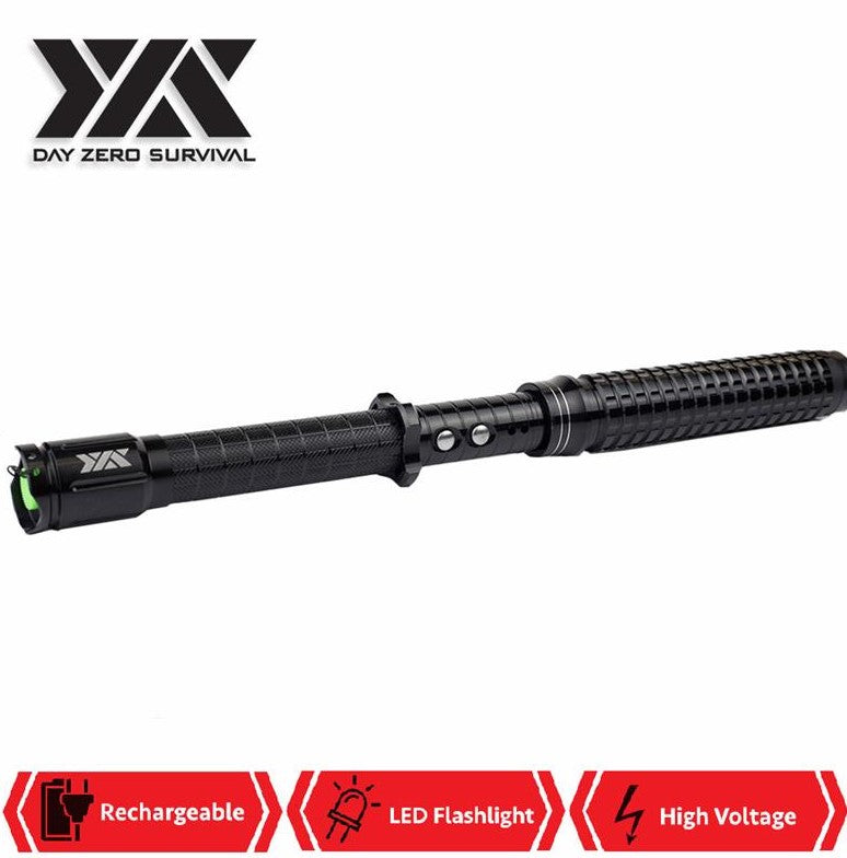 DZS LED Tactical Flash Light Stun Gun Expandable Baton 16.5" - 18.75"